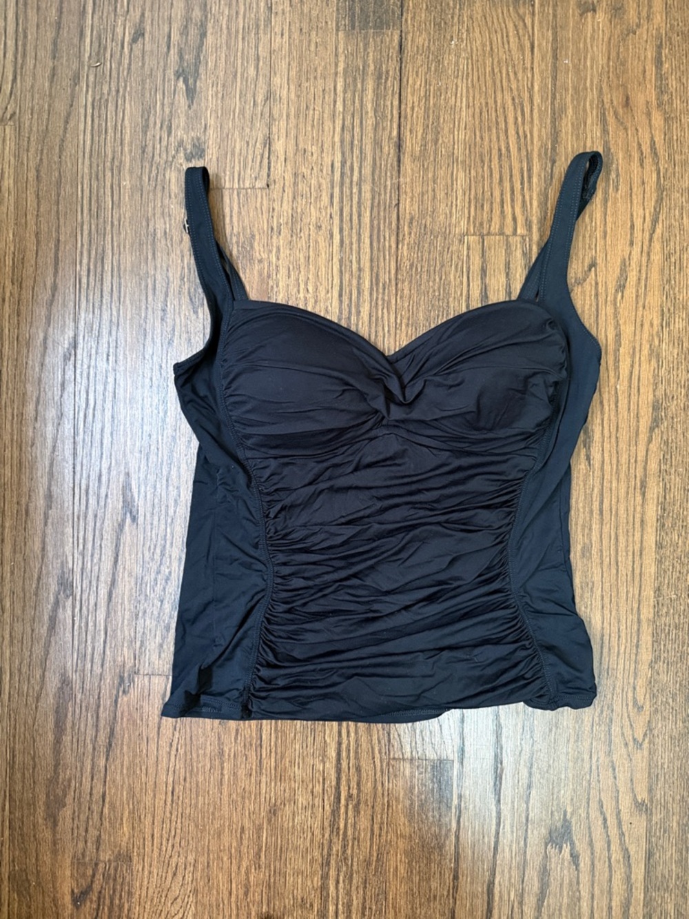 Black Ruched Tankini Control Swim Top with Sweetheart Neckline - La Blanca